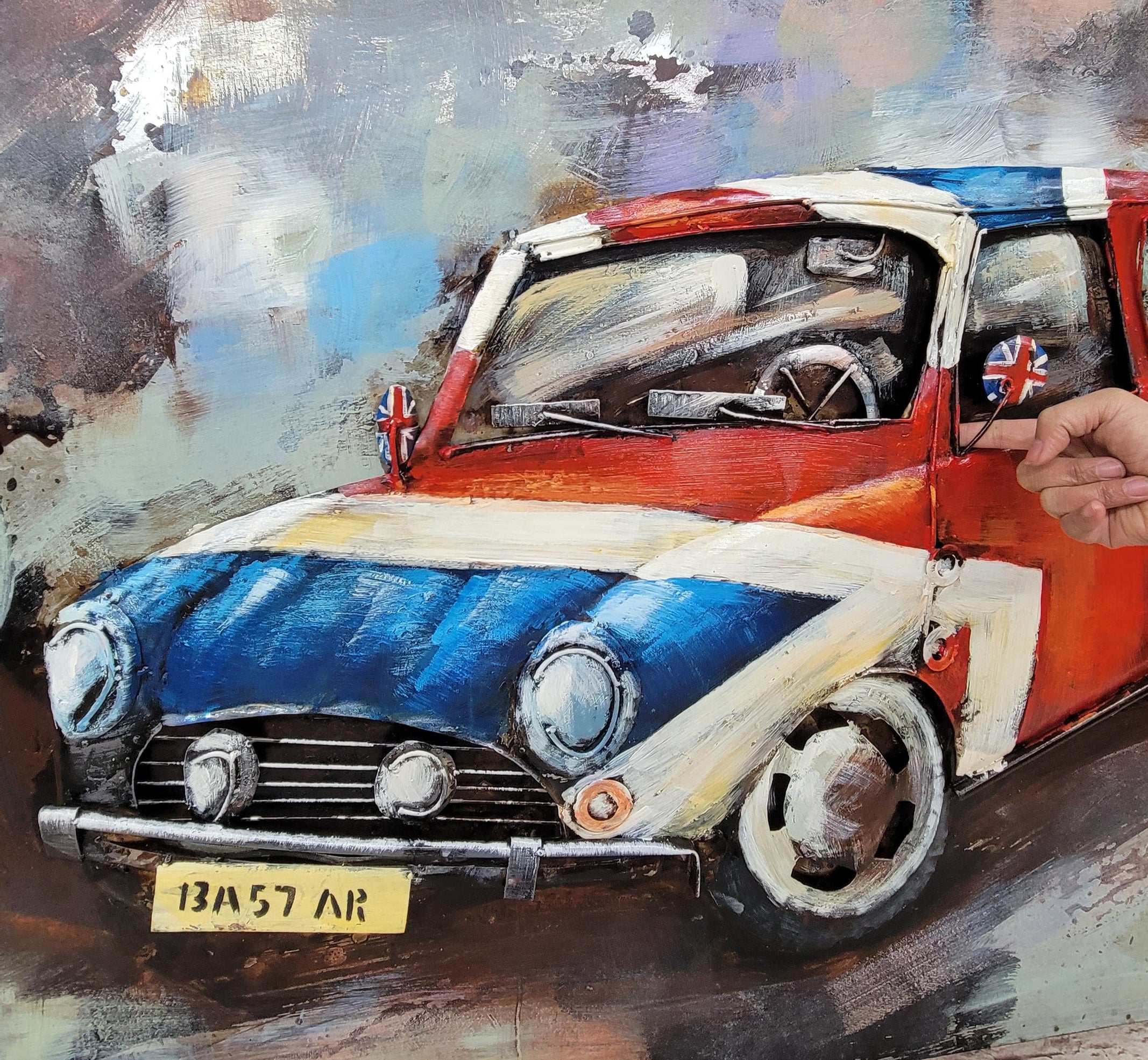 British Mini Cooper Car 3D Wall Art Metal Cutout