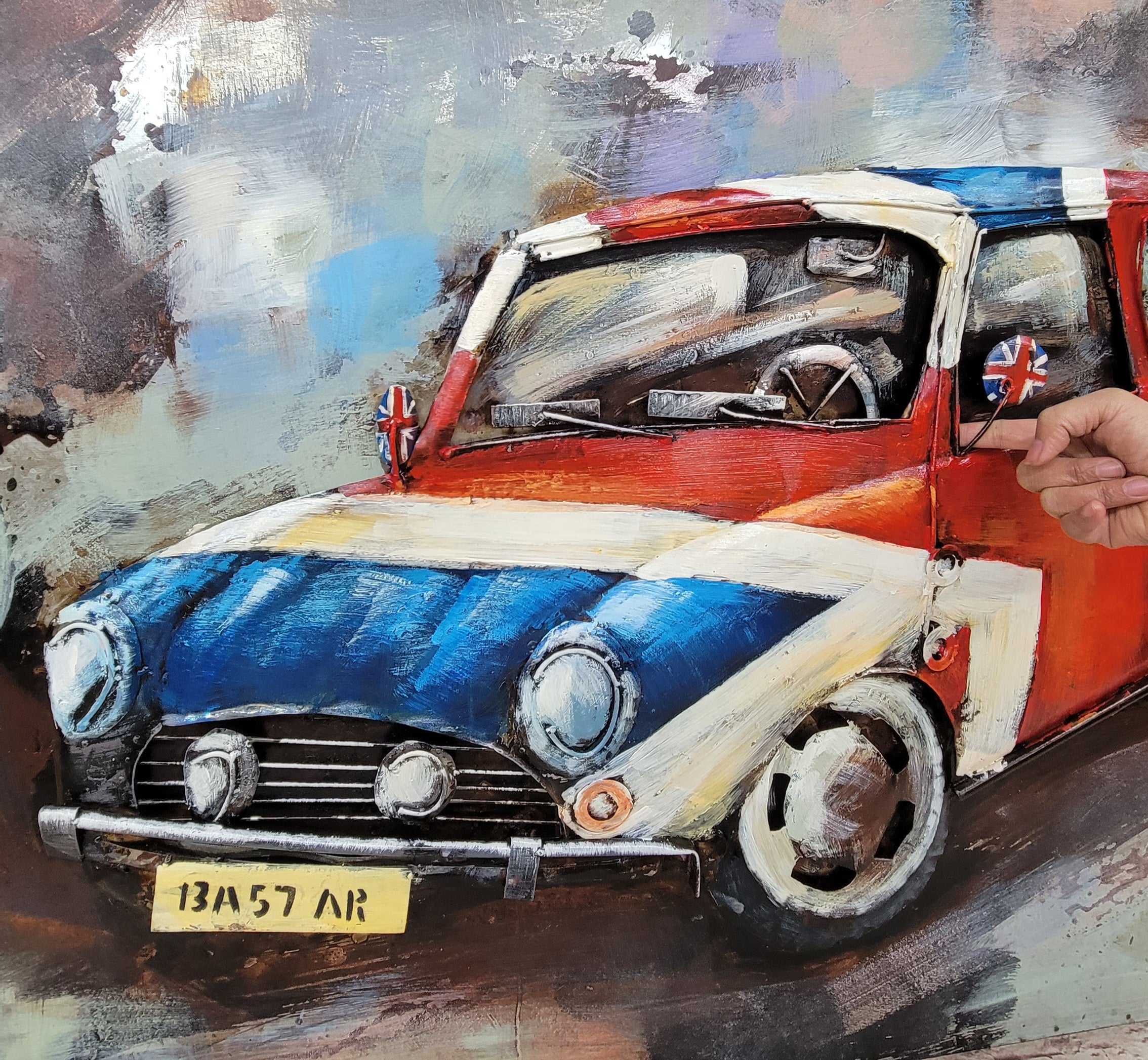 British Mini Cooper Car 3D Wall Art Metal Cutout