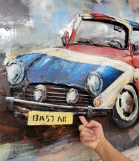 British Mini Cooper Car 3D Wall Art Metal Cutout