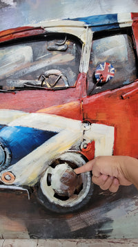 British Mini Cooper Car 3D Wall Art Metal Cutout