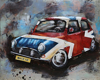 British Mini Cooper Car 3D Wall Art Metal Cutout