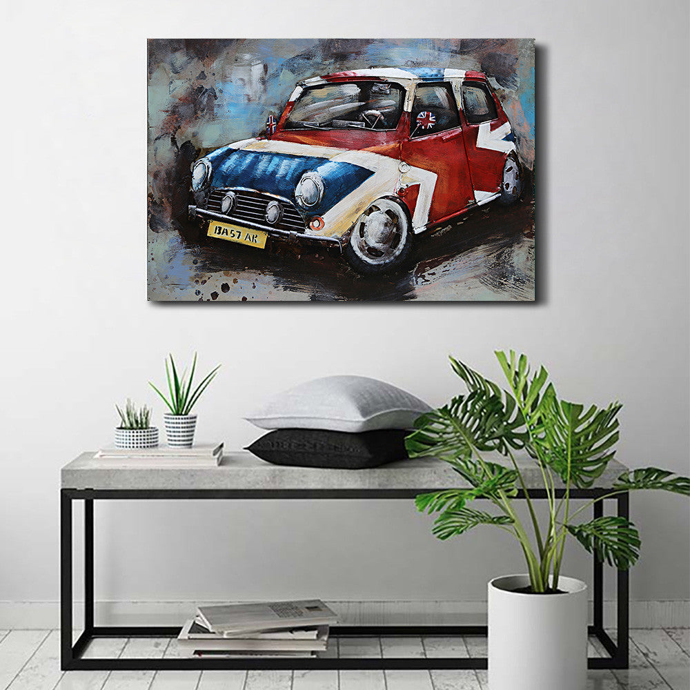 British Mini Cooper Car 3D Wall Art Metal Cutout
