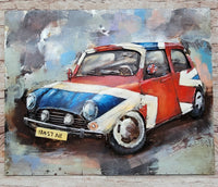 British Mini Cooper Car 3D Wall Art Metal Cutout