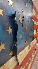 American Flag & Map 3D Wall Art Metal Cutout on Wood Canvas