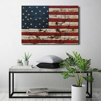 American Flag & Map 3D Wall Art Metal Cutout on Wood Canvas