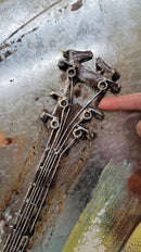 Red Guitar 3D Wall Art Metal Cutout Mixed Media Assemblage