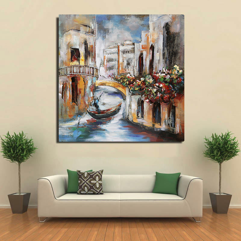 Venice Canal Gondola Scene 3D Mixed Media Wall Art