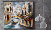 Venice Canal Gondola Scene 3D Mixed Media Wall Art