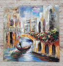 Venice Canal Gondola Scene 3D Mixed Media Wall Art
