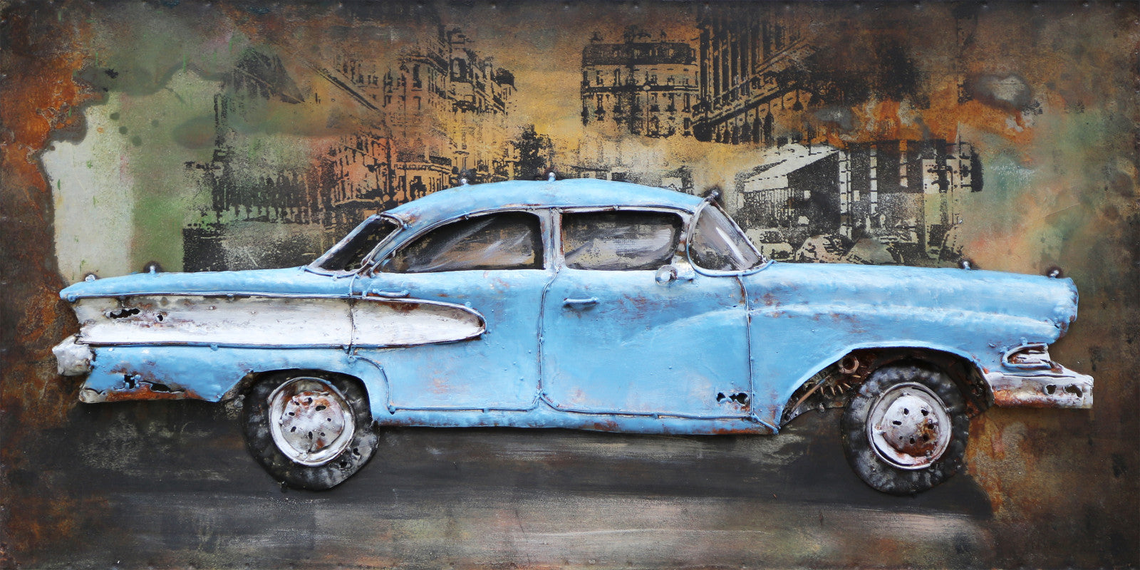1958 Edsel Car 3D Painted Metal Canvas Wall Art