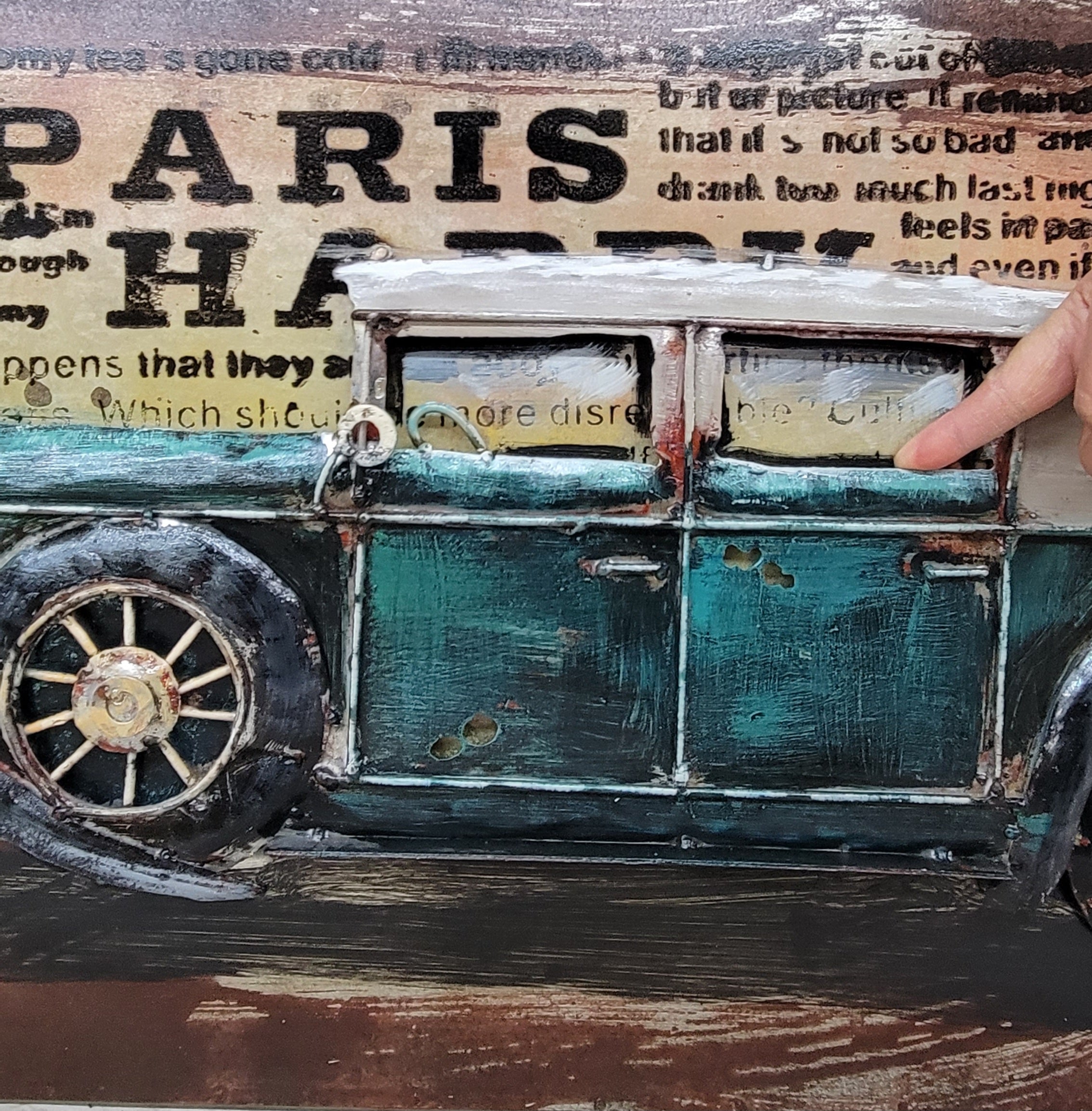 Old Fashioned Car 1920's 1930's 3D Wall Art Mixed Media Painting