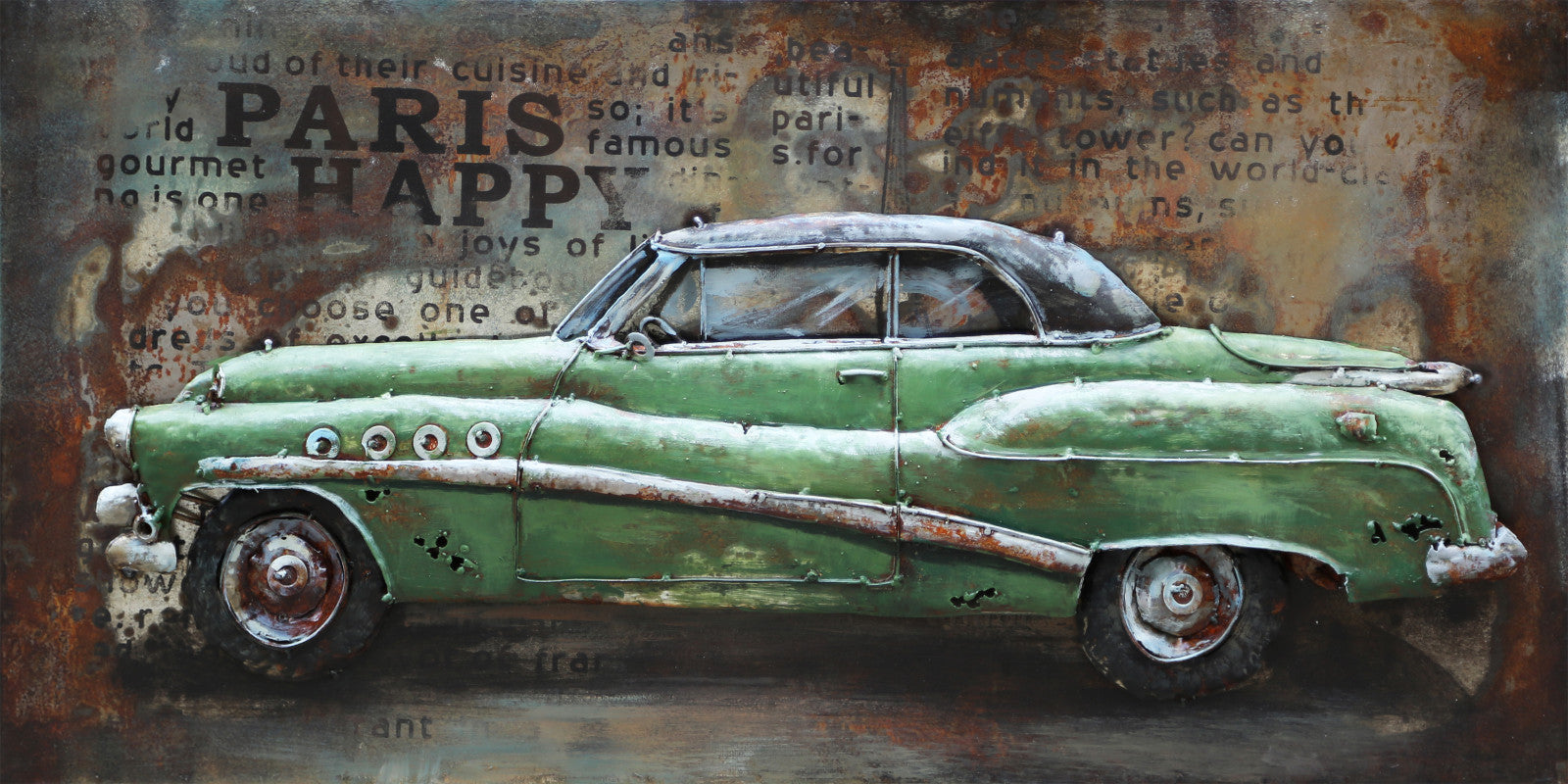 Realistic Vintage American Car 3-D Oil Painting in Acrylics