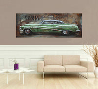 Realistic Vintage American Car 3-D Oil Painting in Acrylics