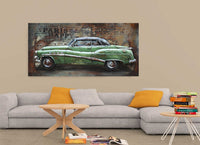 Realistic Vintage American Car 3-D Oil Painting in Acrylics
