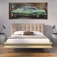 Realistic Vintage American Car 3-D Oil Painting in Acrylics