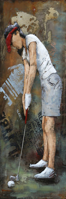Female Golfer 3D Wall Art Painting on Metal Canvas