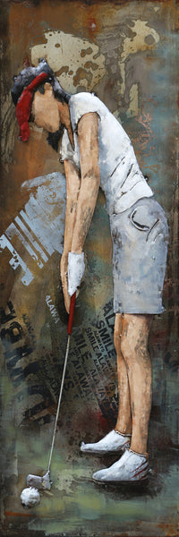 Female Golfer 3D Wall Art Painting on Metal Canvas