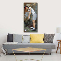 Female Golfer 3D Wall Art Painting on Metal Canvas