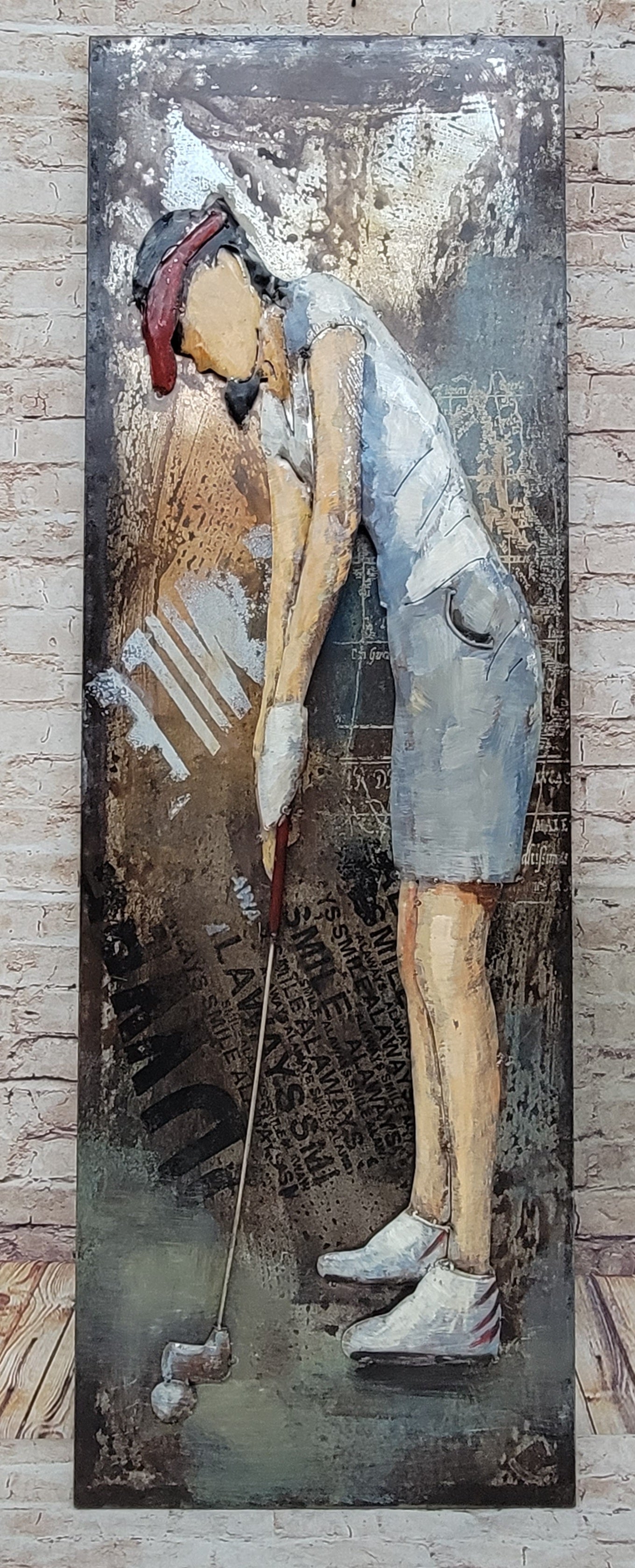 Female Golfer 3D Wall Art Painting on Metal Canvas