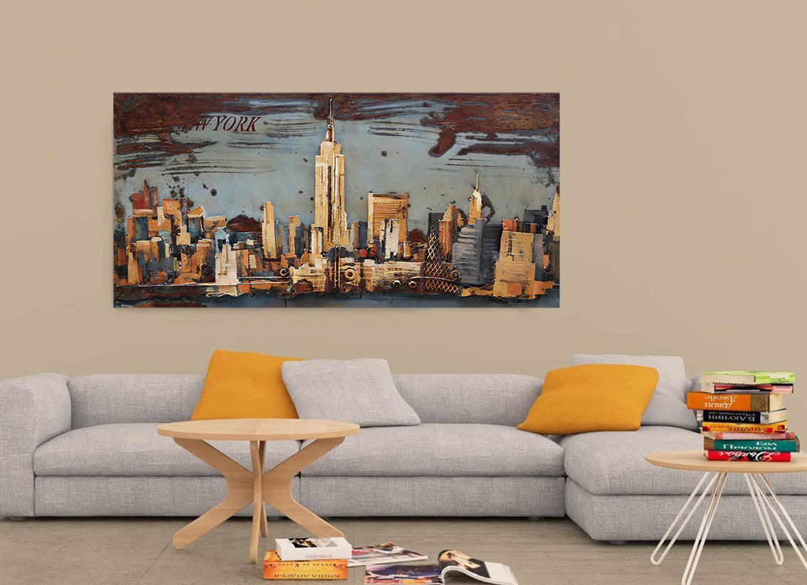 Impressionist 3D Wall Art NYC Skyline Metal Canvas