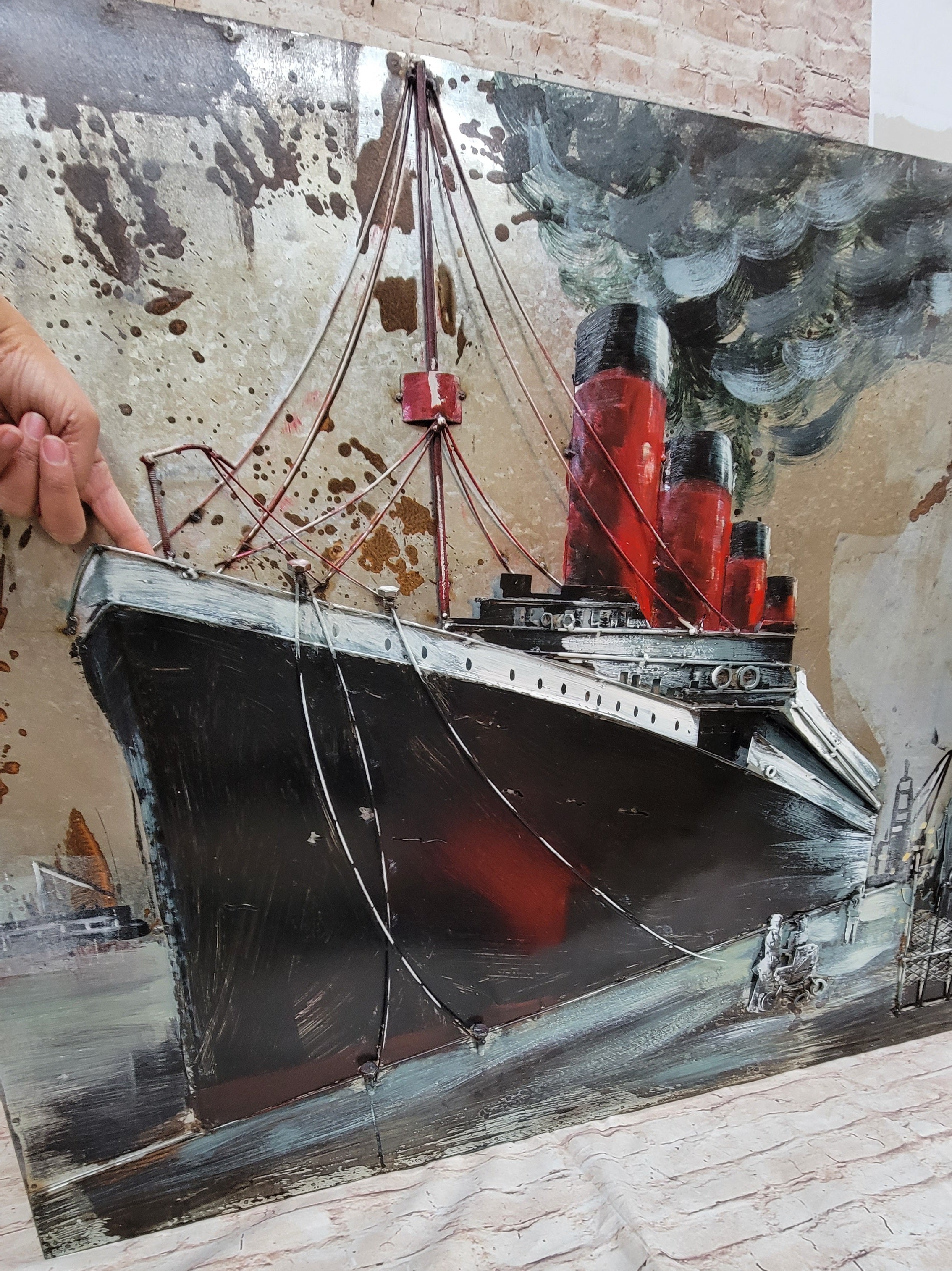 Vintage Steamboat Cruise Ship 3D Metal Wall Art