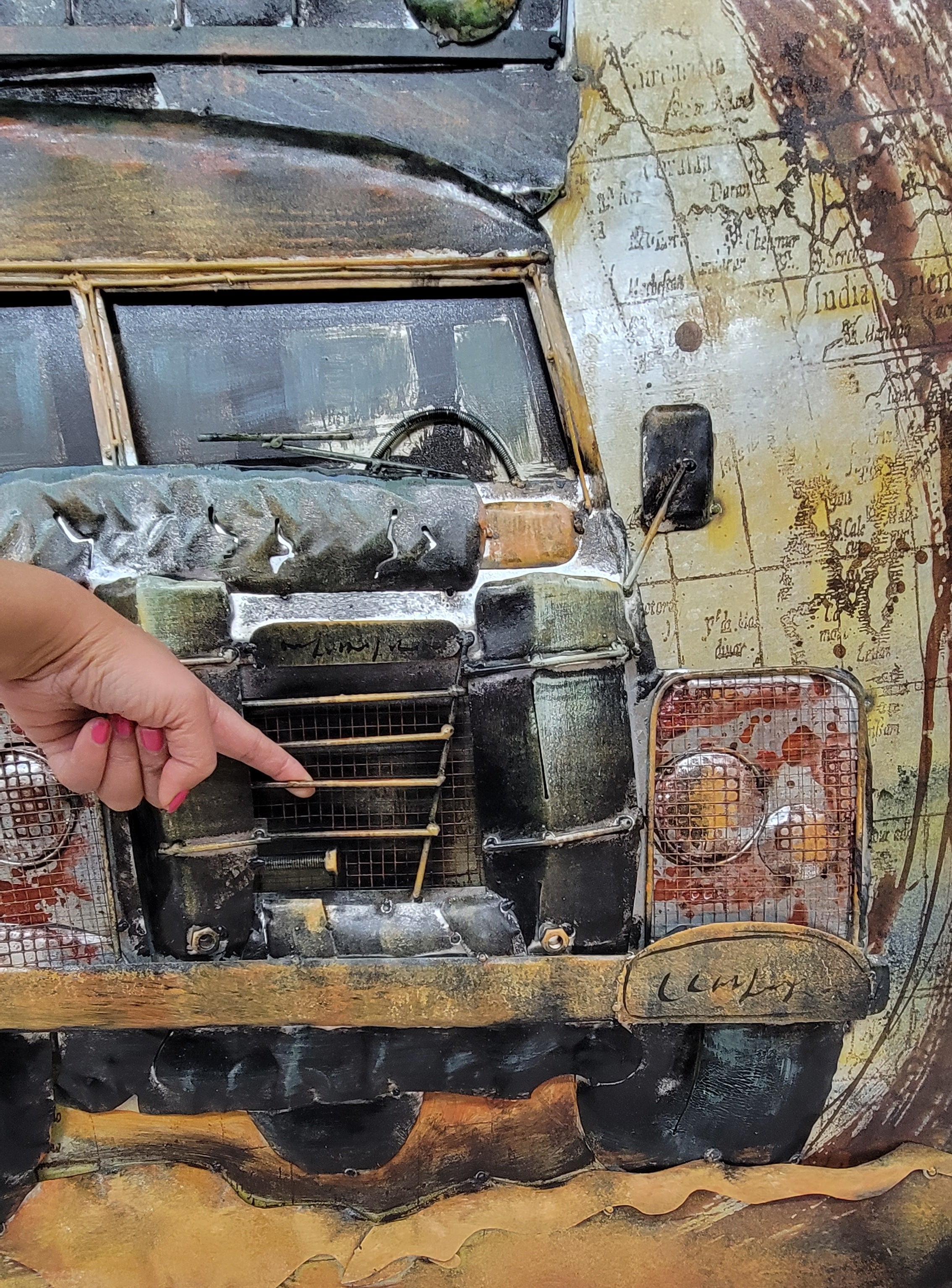 Off Road Safari Jeep Painted Metal 3D Hanging Wall Art