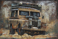 Off Road Safari Jeep Painted Metal 3D Hanging Wall Art