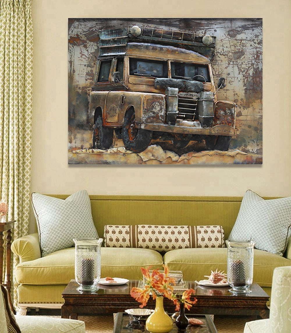 Off Road Safari Jeep Painted Metal 3D Hanging Wall Art