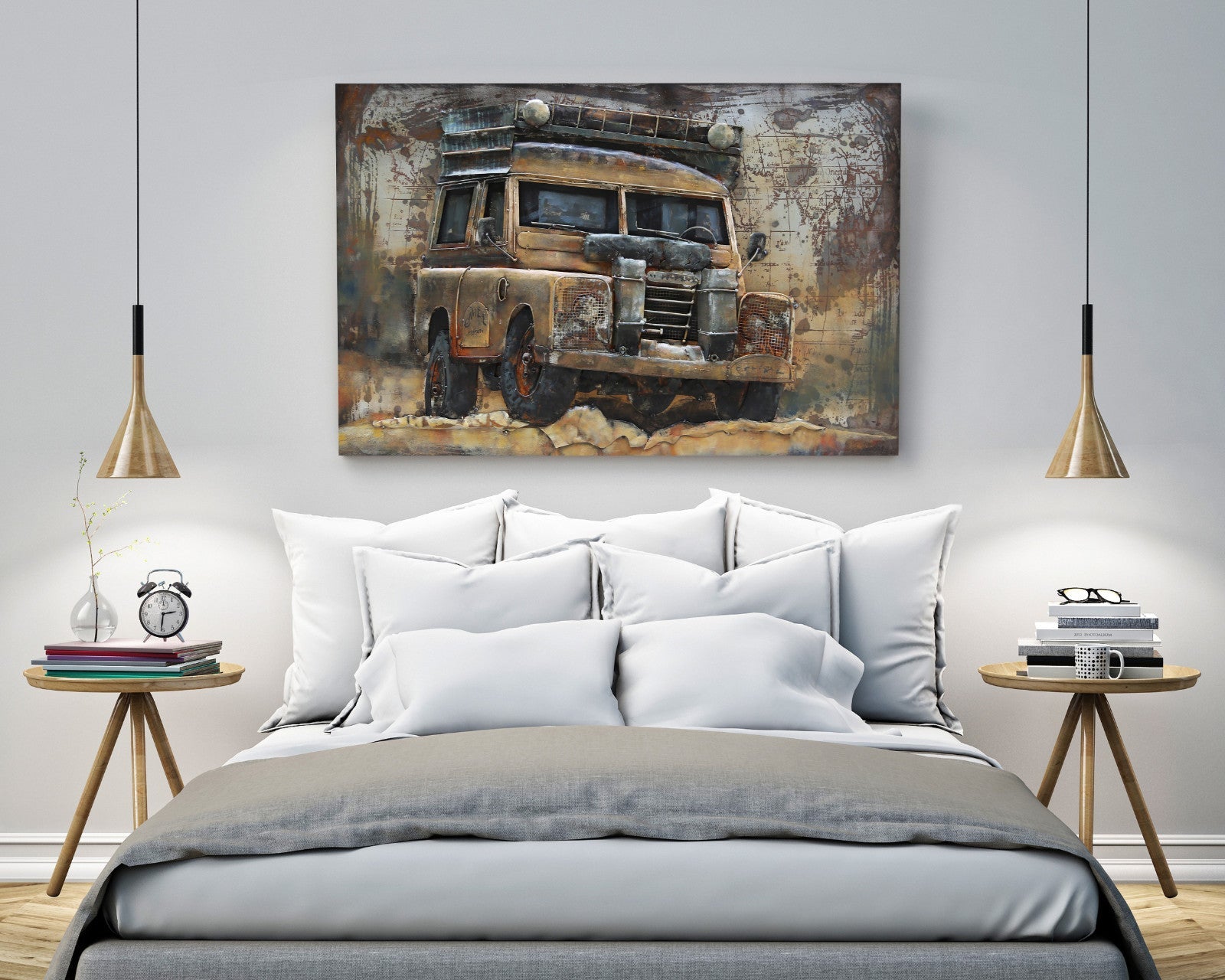 Off Road Safari Jeep Painted Metal 3D Hanging Wall Art