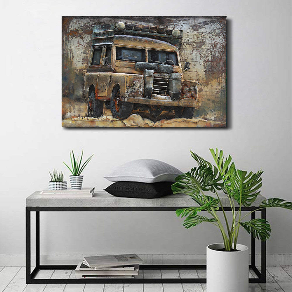 Off Road Safari Jeep Painted Metal 3D Hanging Wall Art