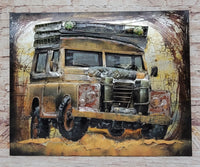 Off Road Safari Jeep Painted Metal 3D Hanging Wall Art