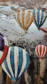 Hot Air Balloons NYC Skyline 3D Mixed Media Wall Art