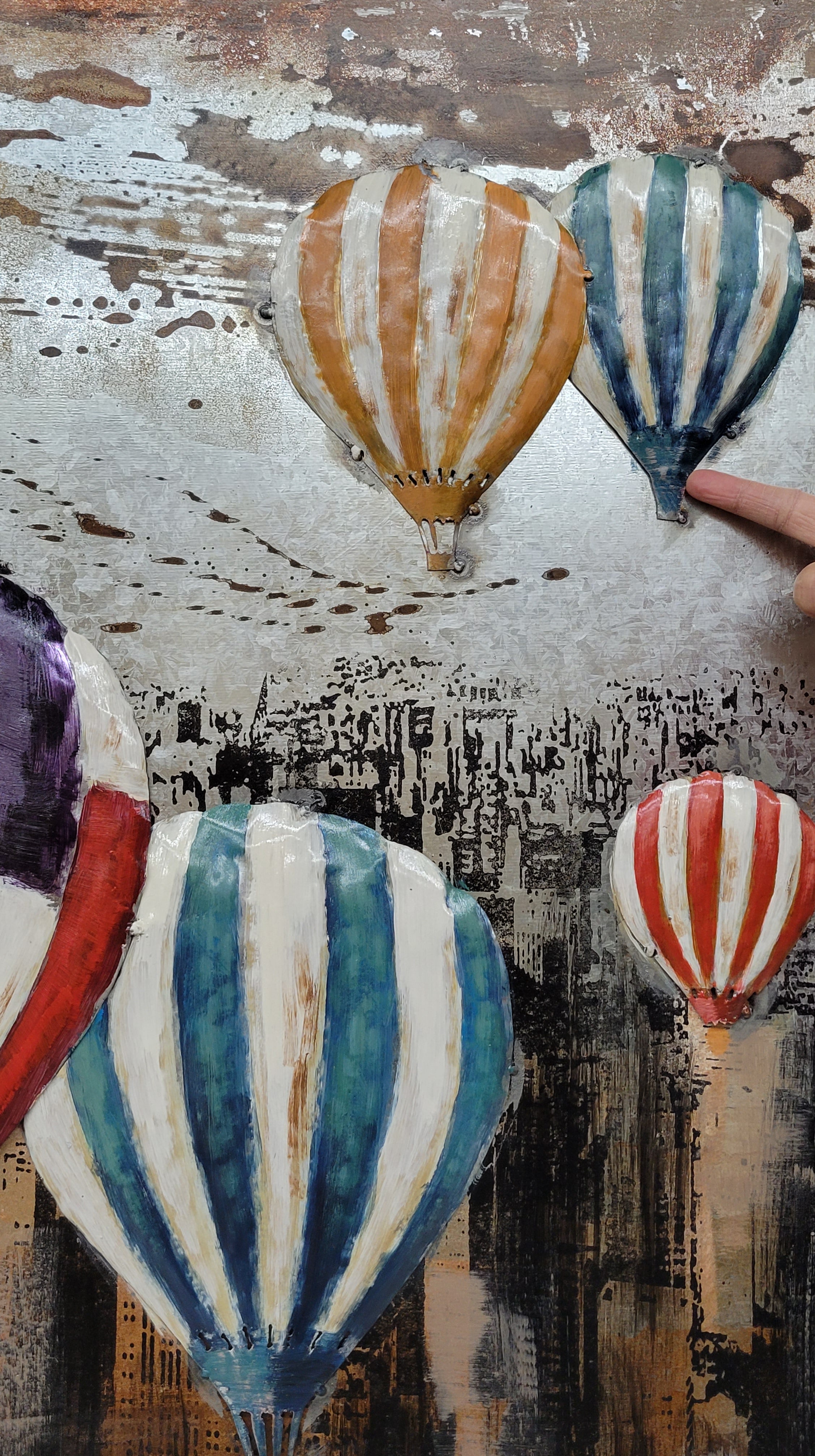 Hot Air Balloons NYC Skyline 3D Mixed Media Wall Art