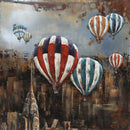 Hot Air Balloons NYC Skyline 3D Mixed Media Wall Art