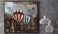 Hot Air Balloons NYC Skyline 3D Mixed Media Wall Art