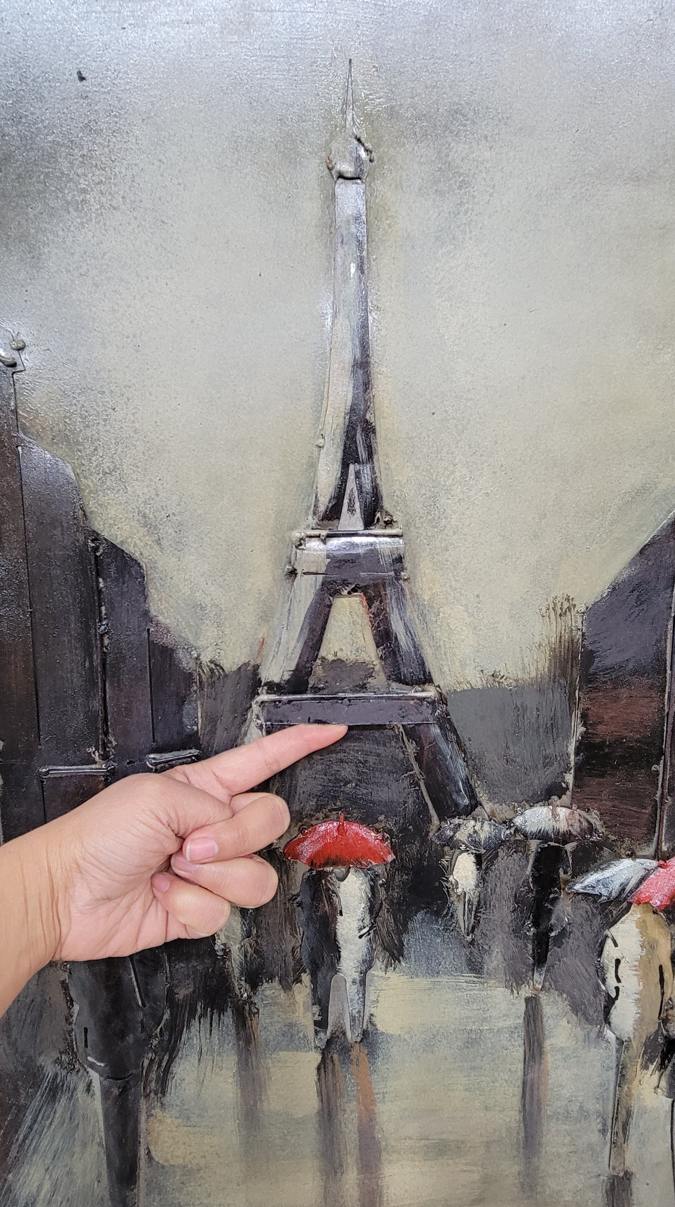 Rainy Day at the Eiffel Tower - 3D Art on Metal Canvas