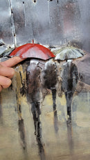 Rainy Day at the Eiffel Tower - 3D Art on Metal Canvas