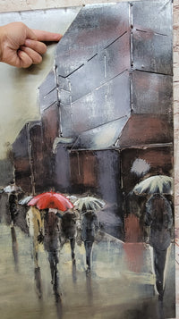 Rainy Day at the Eiffel Tower - 3D Art on Metal Canvas