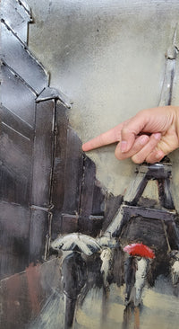 Rainy Day at the Eiffel Tower - 3D Art on Metal Canvas