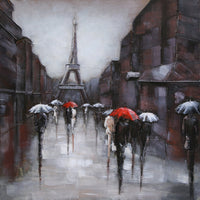 Rainy Day at the Eiffel Tower - 3D Art on Metal Canvas