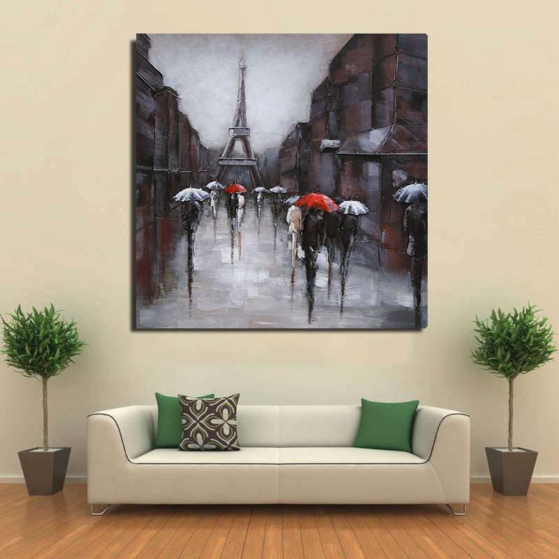 Rainy Day at the Eiffel Tower - 3D Art on Metal Canvas