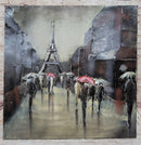 Rainy Day at the Eiffel Tower - 3D Art on Metal Canvas