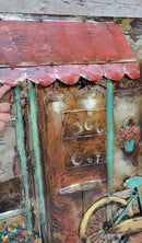 French European Café Scene 3D Painting on Metal Canvas