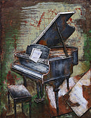 Colorful Grand Piano Hand Painted All Metal Musical Art