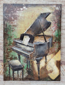 Colorful Grand Piano Hand Painted All Metal Musical Art