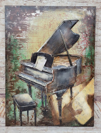 Colorful Grand Piano Hand Painted All Metal Musical Art
