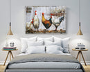 Chicken Coop Roosters 3D Mixed Media Wall Art on Metal & Wood