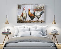 Chicken Coop Roosters 3D Mixed Media Wall Art on Metal & Wood