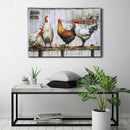 Chicken Coop Roosters 3D Mixed Media Wall Art on Metal & Wood