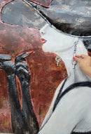 Fashionable Woman Applying Lipstick 3D Wall Art Metal & Wood
